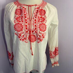 Vintage Swiss Embroidered Blouse, Size S